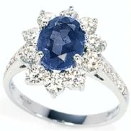 product image of blue sapphire ring with diamond halo