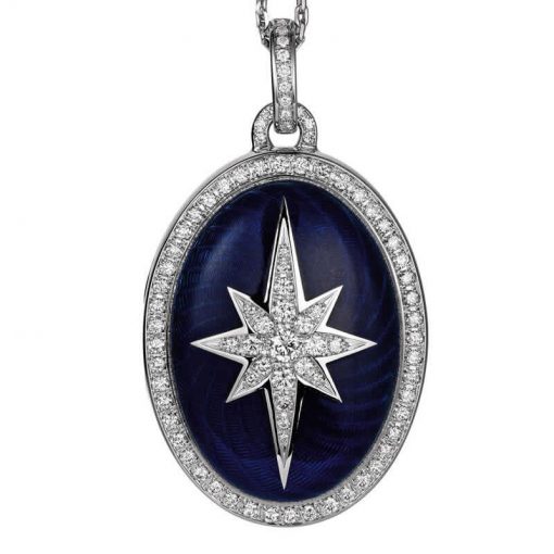 product image of blue enamel and diamond star locket by Victor Mayer