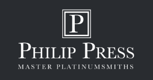 White logo for Phillip Press Renaissance Platinum on dark grey background