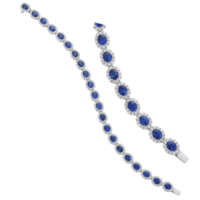 product image of Spark Creations blue sapphire and diamond halo line bracelet