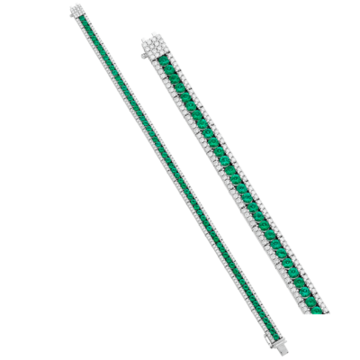 product image of Spark Creations emerald and diamond three row line bracelet