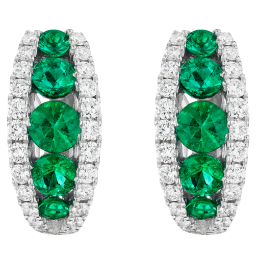 product image of Spark Creations emerald and diamond three row earrings