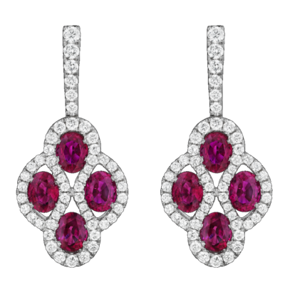 product image of Spark Creations ruby and diamond honeycomb style earrings