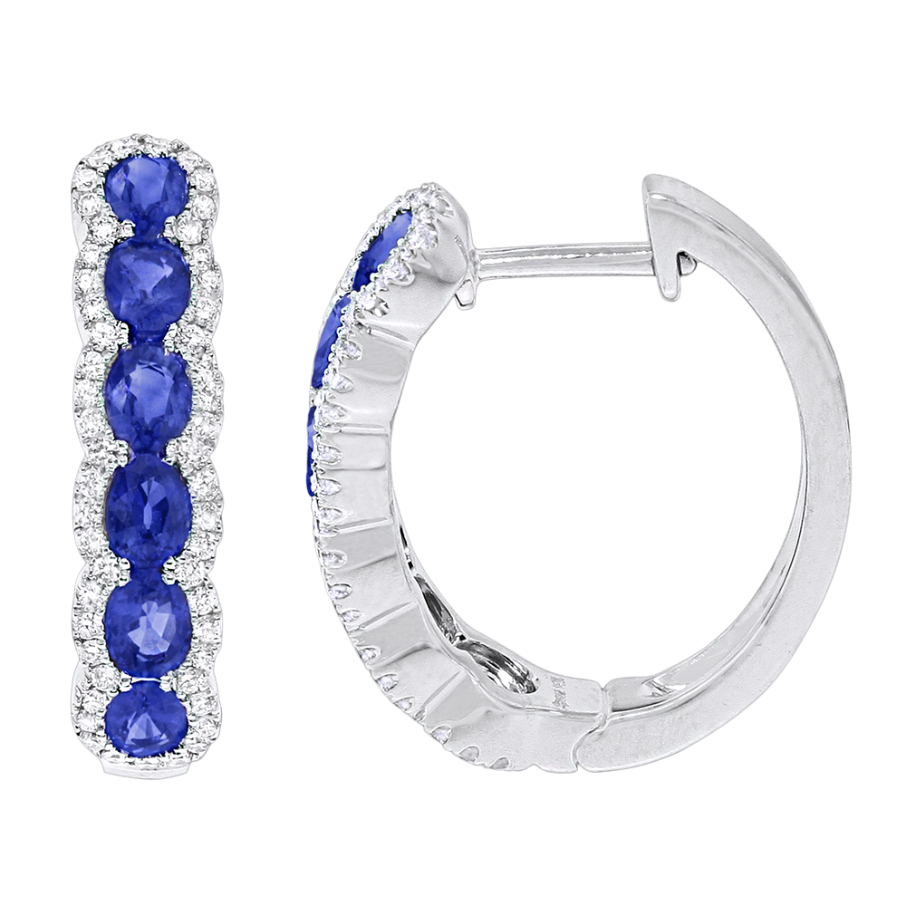 Spark Creations Sapphire & Diamond Hoop Earrings | E 6041-S - Seattle ...