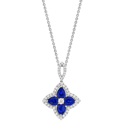 product image of Spark Creations blue sapphire and diamond floral pendant