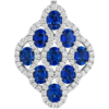 detail shot of Spark Creations blue sapphire and diamond honeycomb pendant with diamond bail