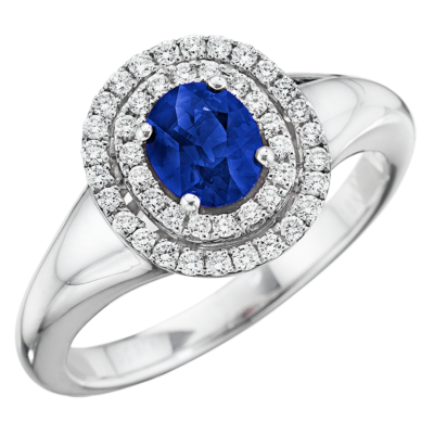product image of Spark Creations blue sapphire and double diamond halo ring