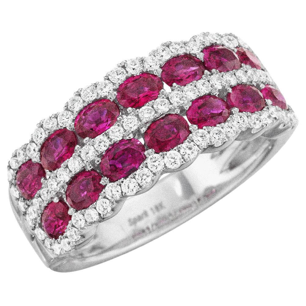 Diamond and Ruby Two Row Ring