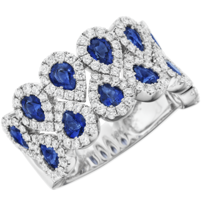 product image of Spark Creations pear shape blue sapphire with diamond halo fashion ring