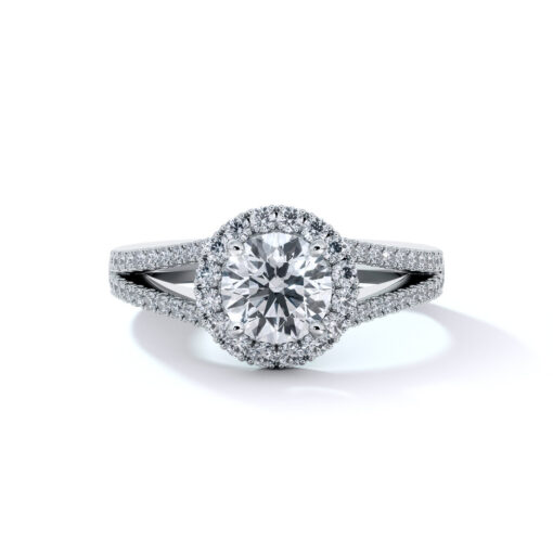 product image of split shank halo engagement ring from sasha primak