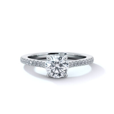 product image of diamond accented trellis style cathedral engagement ring from sasha primak