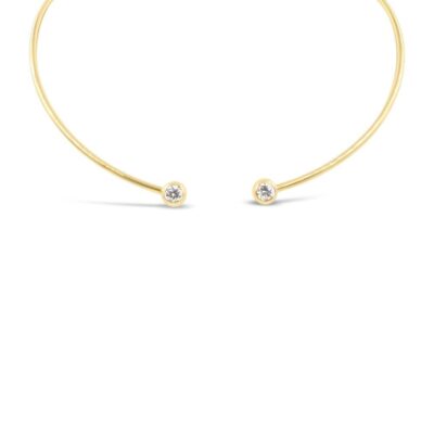 image of 18k yellow gold cuff necklace with round diamonds