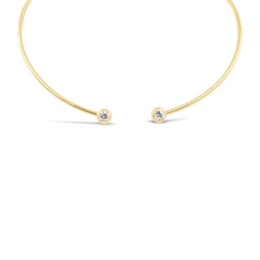 image of 18k yellow gold cuff necklace with round diamonds